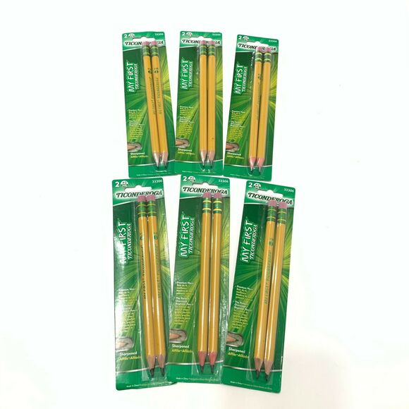 12 Dixon My First Ticonderoga HB #2 Pencils with Erasers Pre-Sharpened 33306 NEW - Picture 1 of 12